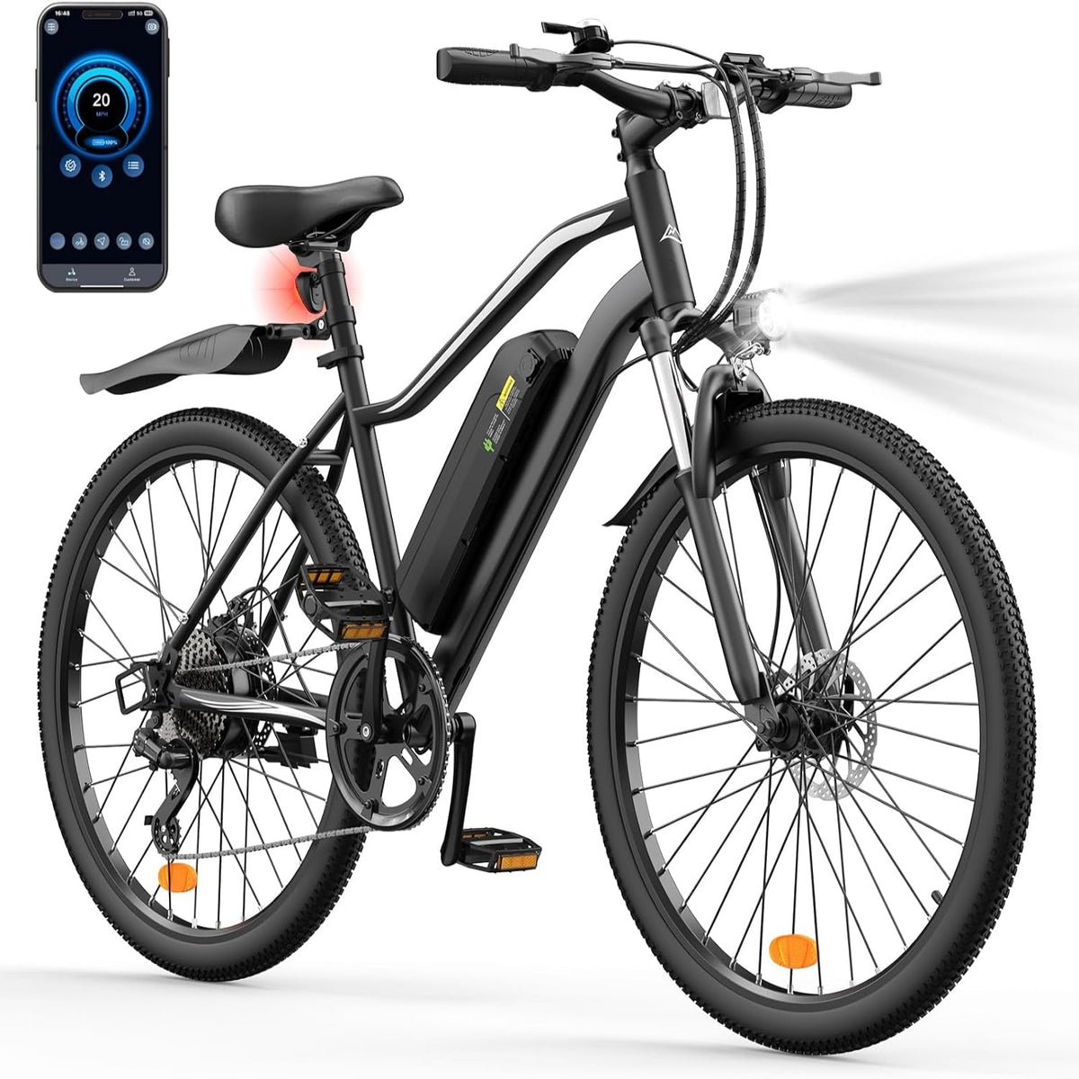 Electric Bike, 1000W/750W Motor, 20MPH, 70-55 Miles, 26" Tires, APP