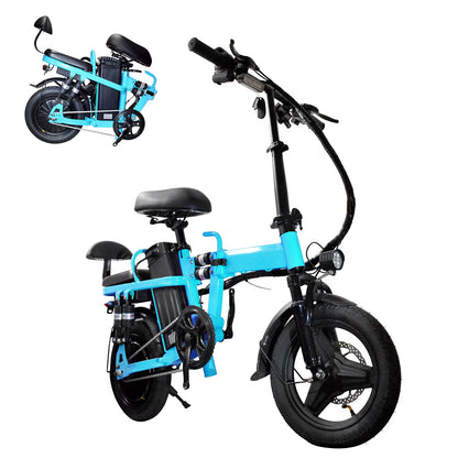 750W Folding Electric Bike,48V 20AH Removable Battery E Bike,20Mph,50 Miles Max Range Electric Bike for Adults,14" Tire Foldable Ebike,Adult Electric Bicycle for Commute