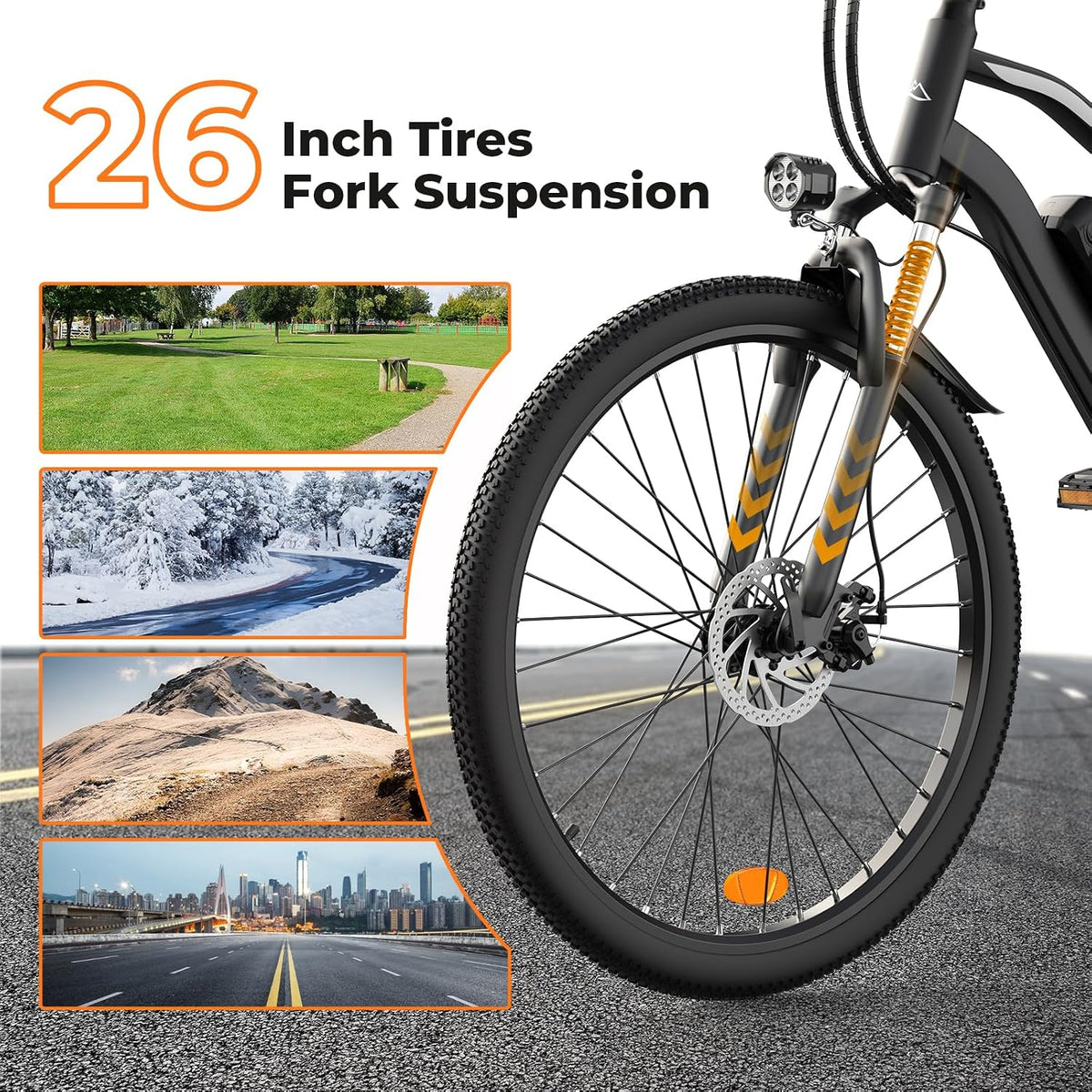 Electric Bike, 1000W/750W Motor, 20MPH, 70-55 Miles, 26" Tires, APP