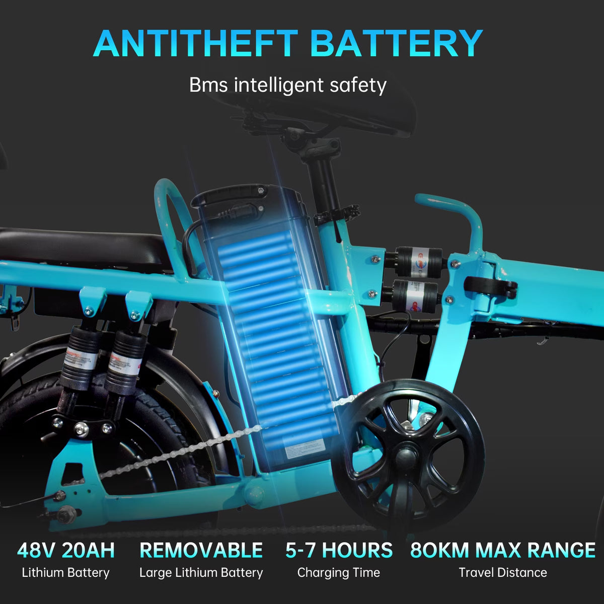 750W Folding Electric Bike,48V 20AH Removable Battery E Bike,20Mph,50 Miles Max Range Electric Bike for Adults,14" Tire Foldable Ebike,Adult Electric Bicycle for Commute