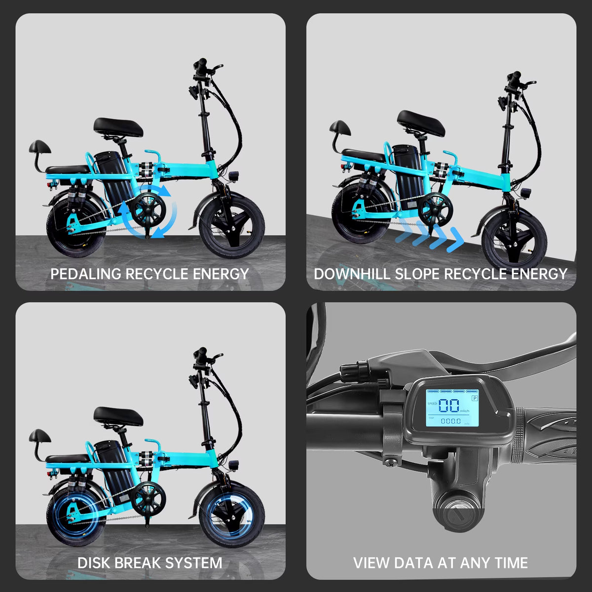 750W Folding Electric Bike,48V 20AH Removable Battery E Bike,20Mph,50 Miles Max Range Electric Bike for Adults,14" Tire Foldable Ebike,Adult Electric Bicycle for Commute